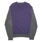 TOMMY HILFIGER Mens Grey & Purple Deer Pattern Cotton Jumper Crew Neck Basic
