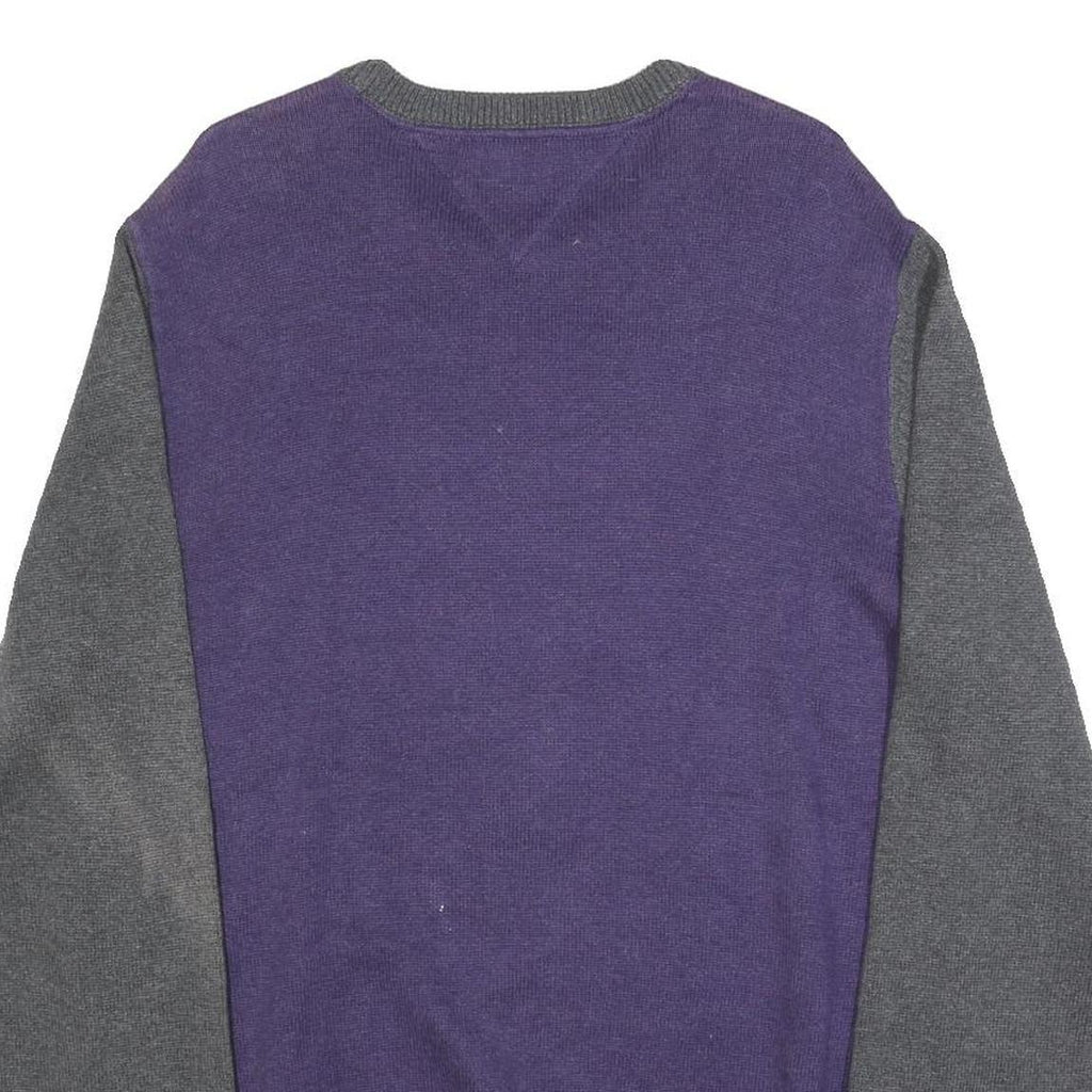 TOMMY HILFIGER Mens Grey & Purple Deer Pattern Cotton Jumper Crew Neck Basic