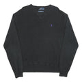 POLO RALPH LAUREN Mens Black Plain Cotton Crew Neck Basic Knit Jumper L