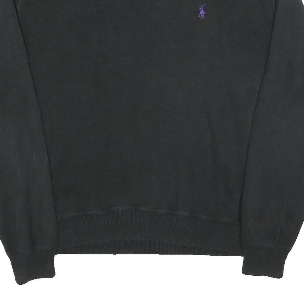 POLO RALPH LAUREN Mens Black Plain Cotton Crew Neck Basic Knit Jumper L