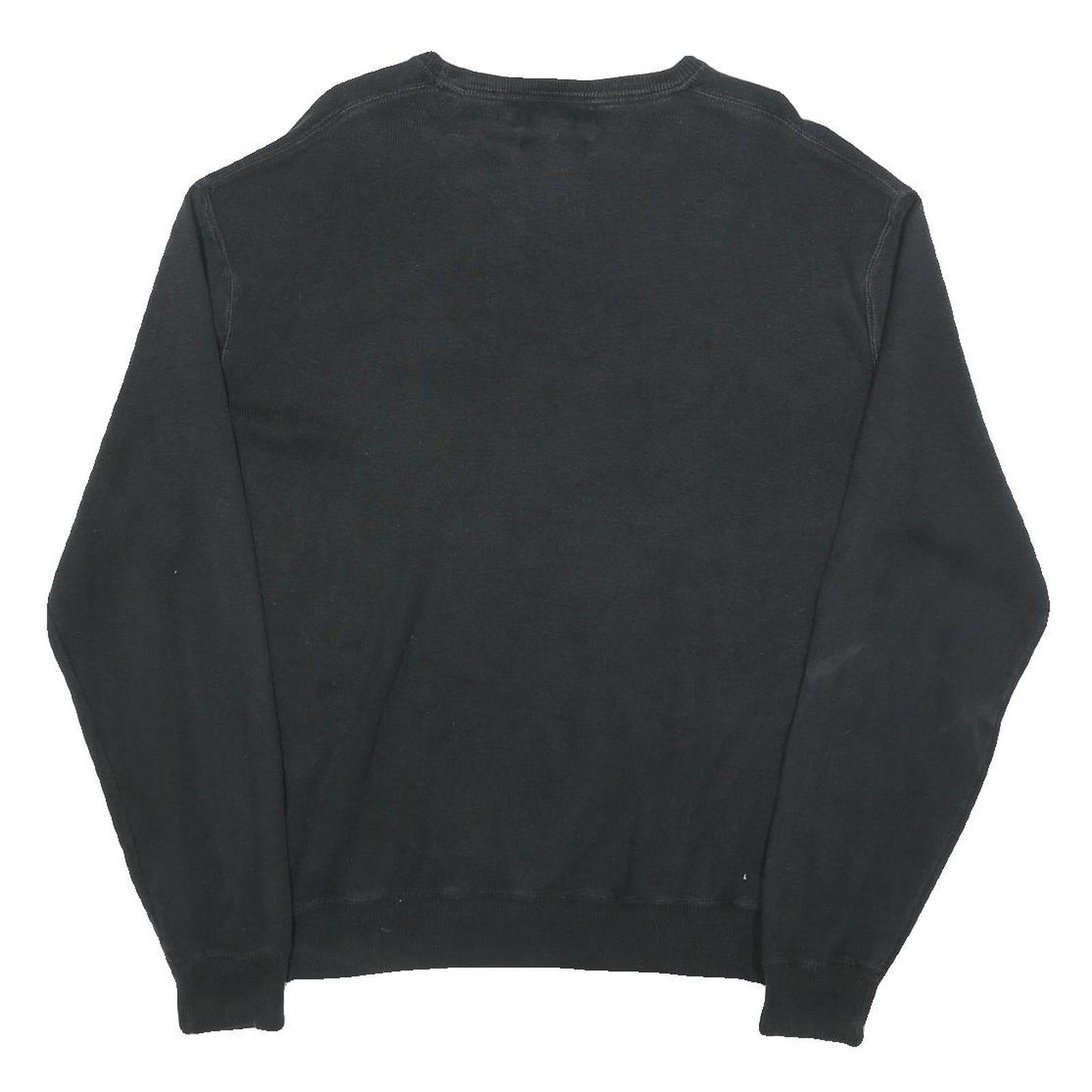 POLO RALPH LAUREN Mens Black Plain Cotton Crew Neck Basic Knit Jumper L