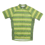 VOLEA Mens Green Striped Modern L Short Sleeve 1/4 Zip Cycling Jersey