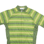 VOLEA Mens Green Striped Modern L Short Sleeve 1/4 Zip Cycling Jersey