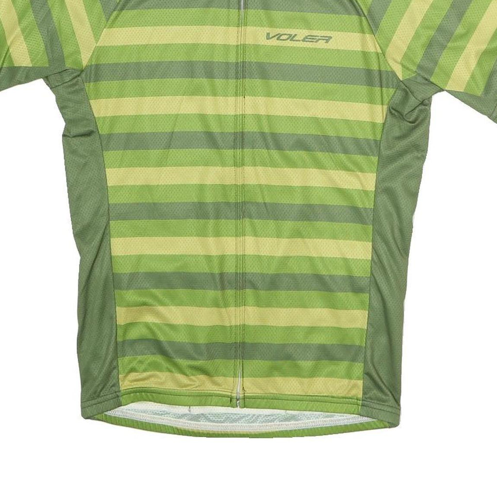VOLEA Mens Green Striped Modern L Short Sleeve 1/4 Zip Cycling Jersey
