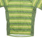 VOLEA Mens Green Striped Modern L Short Sleeve 1/4 Zip Cycling Jersey