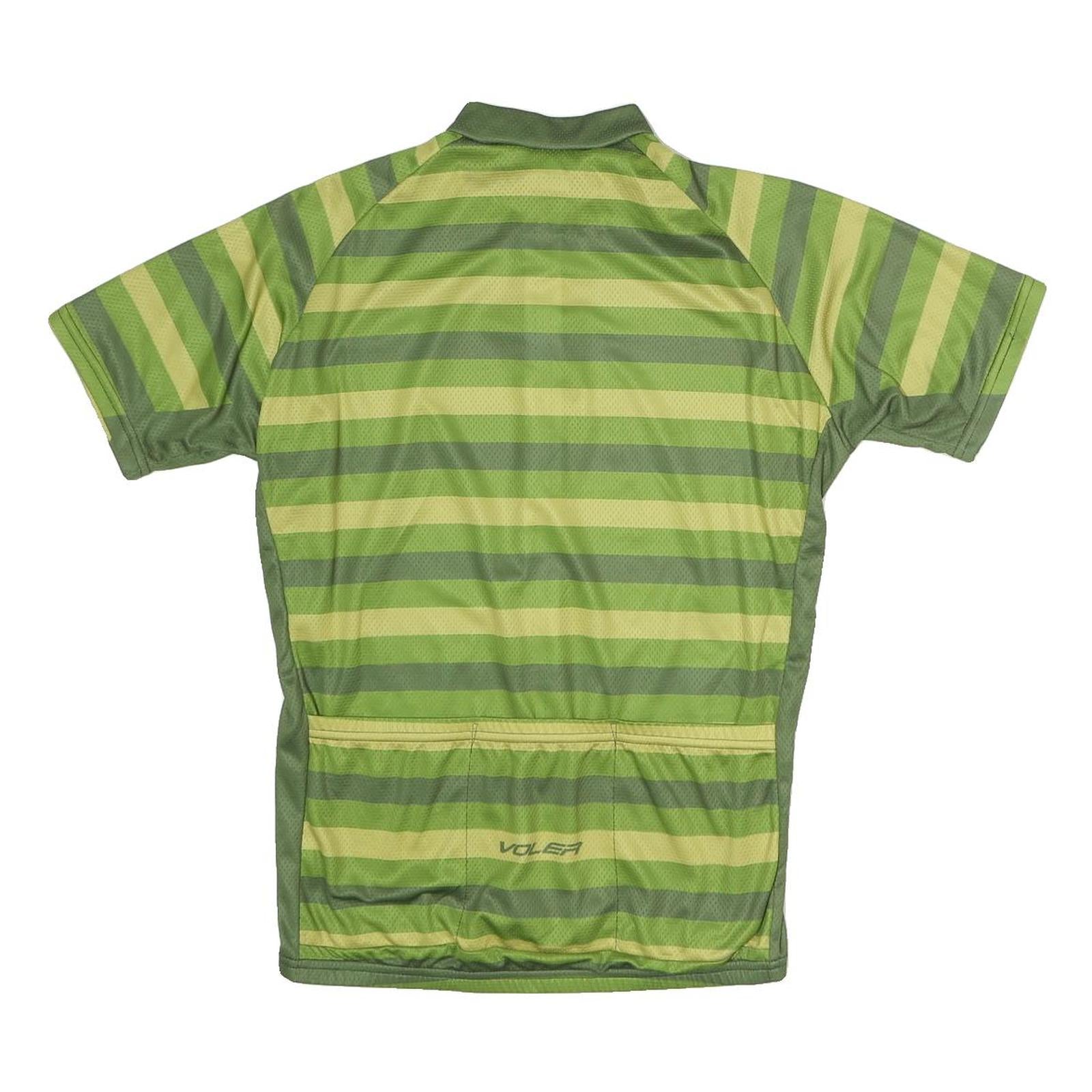 VOLEA Mens Green Striped Modern L Short Sleeve 1/4 Zip Cycling Jersey