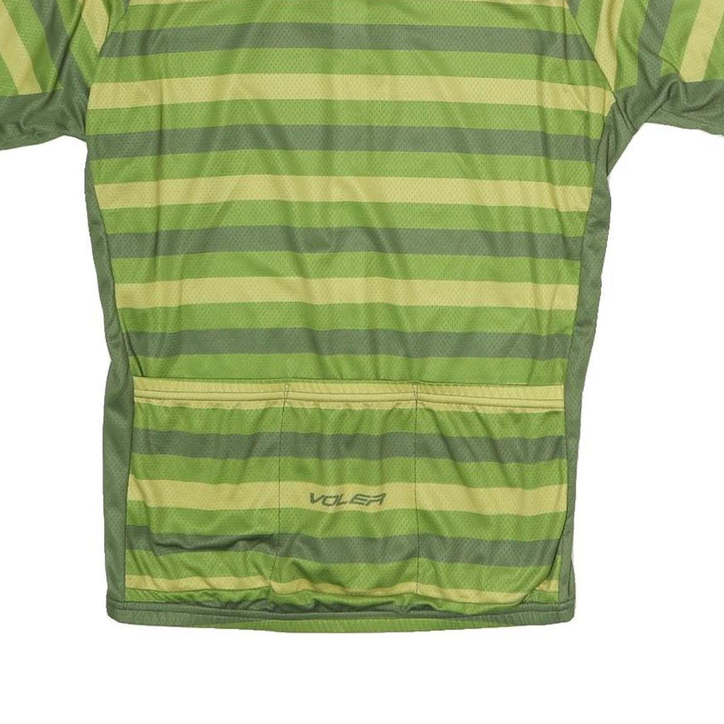 VOLEA Mens Green Striped Modern L Short Sleeve 1/4 Zip Cycling Jersey