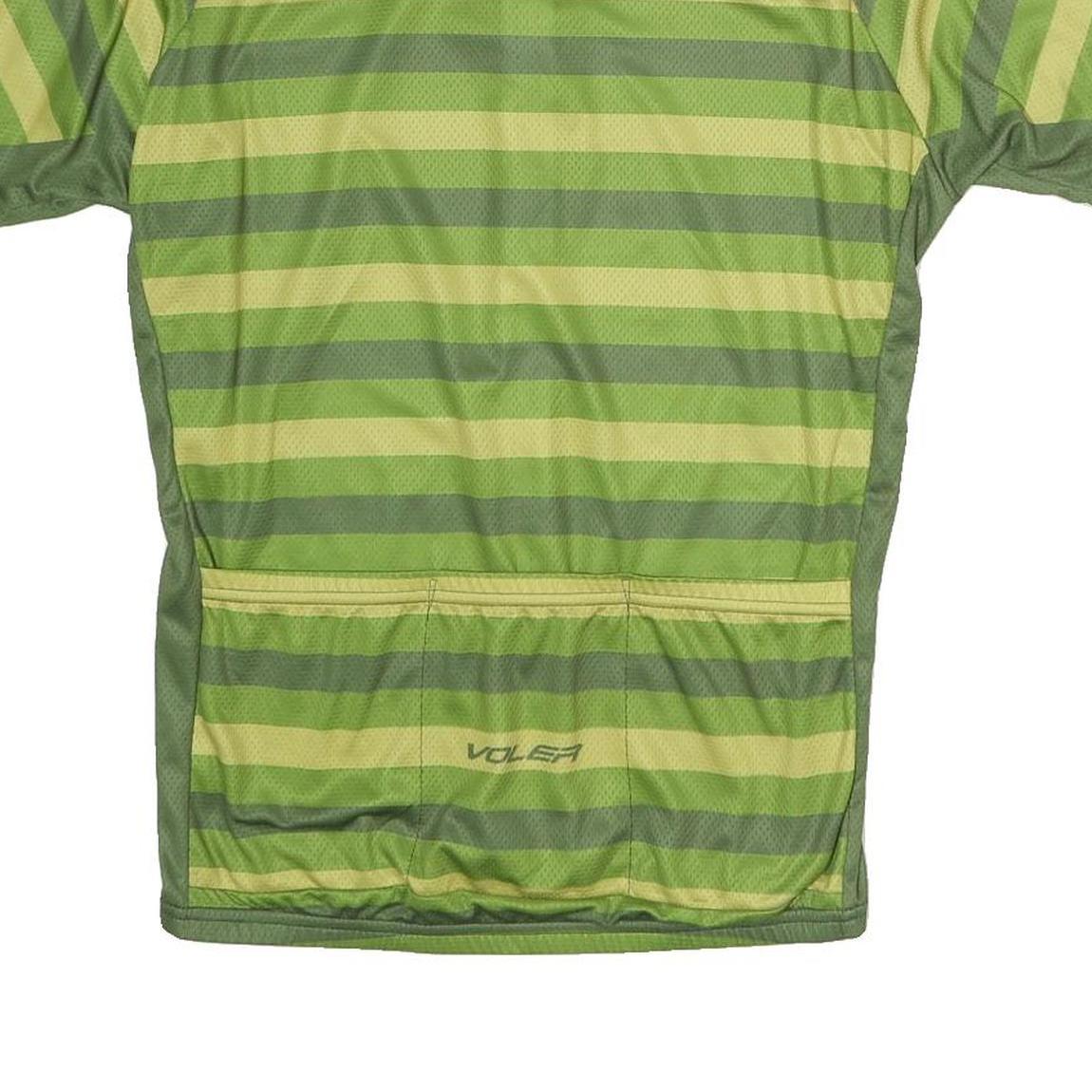 VOLEA Mens Green Striped Modern L Short Sleeve 1/4 Zip Cycling Jersey
