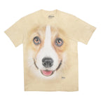 THE MOUNTAIN Mens Beige Dog Face Graphic T-Shirt M Short Sleeve Crew Neck Casual