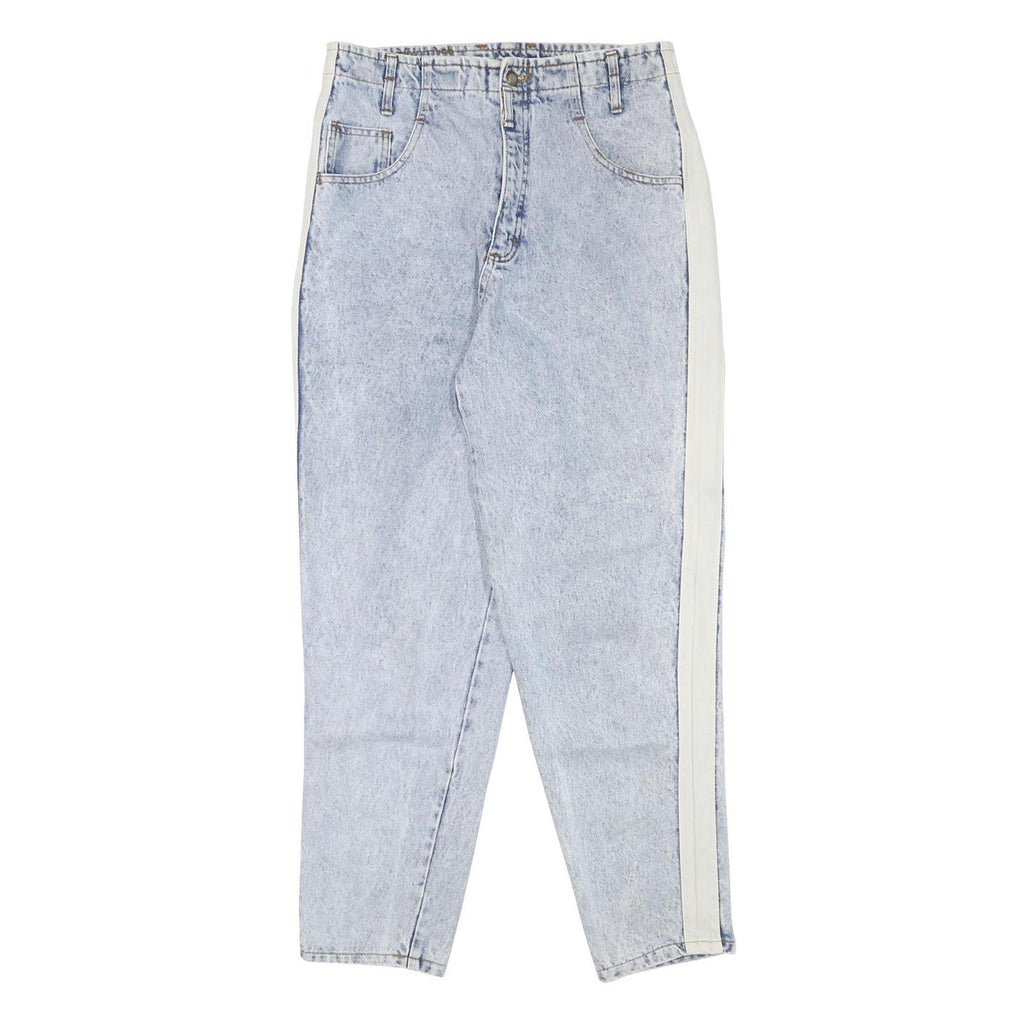 TOP Womens Relaxed Light Blue Denim Jeans W30 L29 Side Stripe Zip Closure