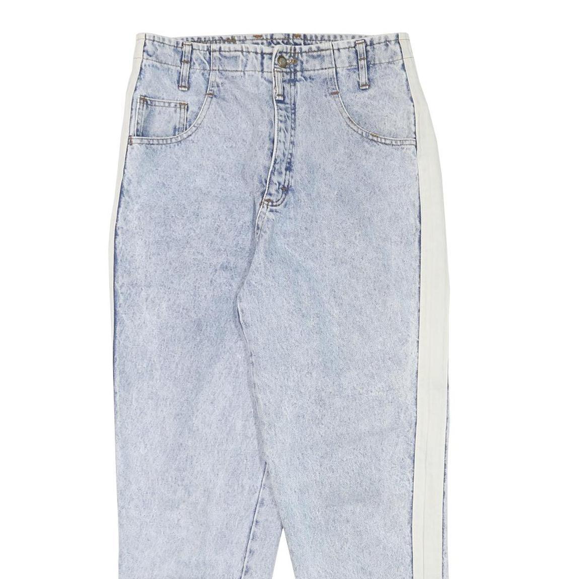 TOP Womens Relaxed Light Blue Denim Jeans W30 L29 Side Stripe Zip Closure