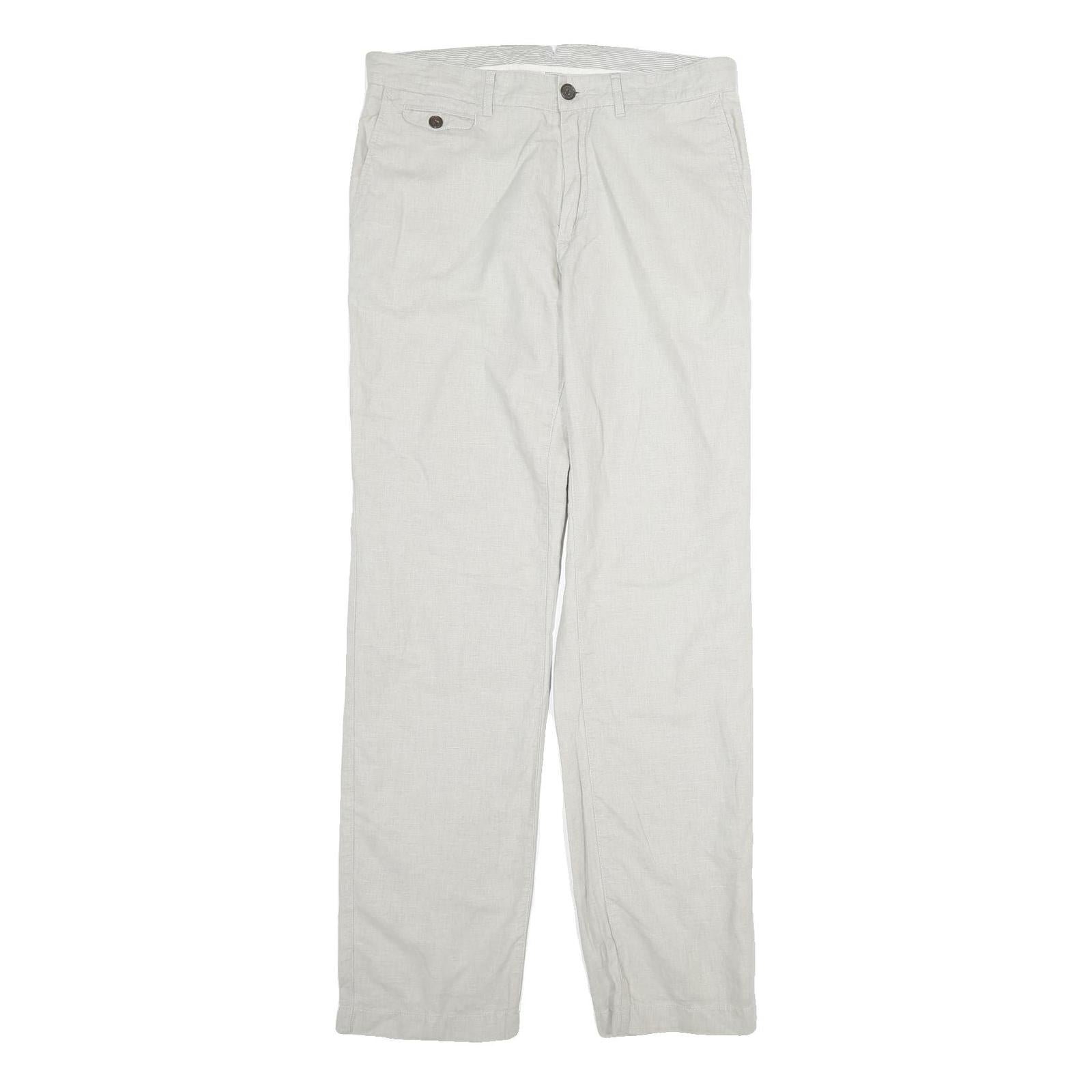 LACOSTE Mens Cotton White Regular Straight Trousers W33 L32 Classic Casual