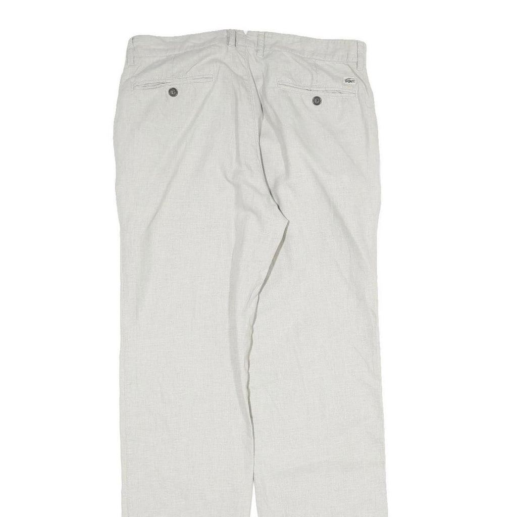 LACOSTE Mens Cotton White Regular Straight Trousers W33 L32 Classic Casual