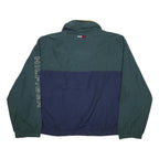 TOMMY HILFIGER Womens Green & Navy Colourblock Zip Outdoor Jacket L Nylon Woven