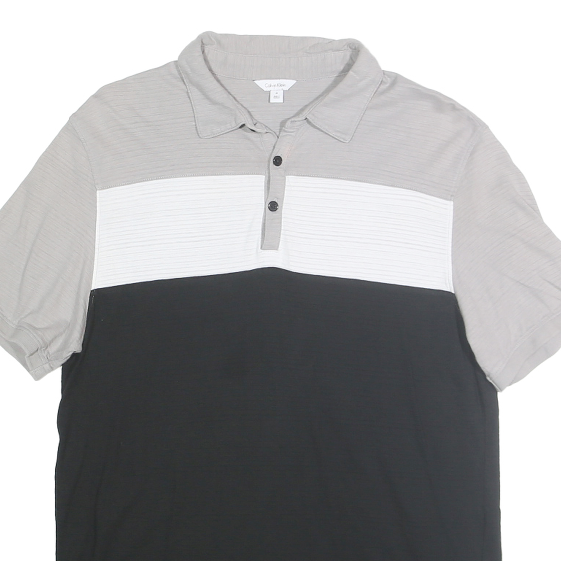 CALVIN KLEIN Mens Grey & White & Black Colourblock Short Sleeve Polo Shirt M