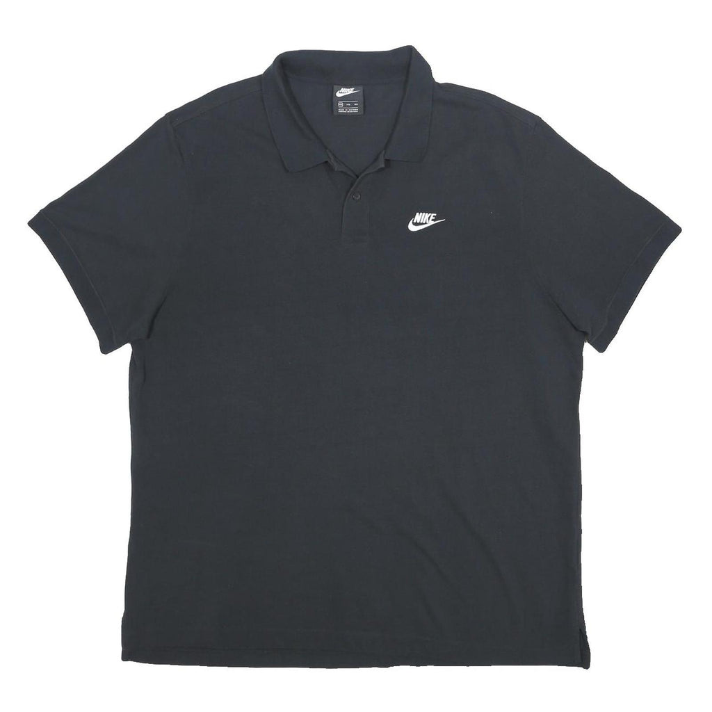 NIKE Mens Black Short Sleeve Plain 2XL Cotton Polo Shirt Classic Fit