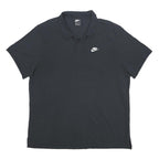 NIKE Mens Black Short Sleeve Plain 2XL Cotton Polo Shirt Classic Fit