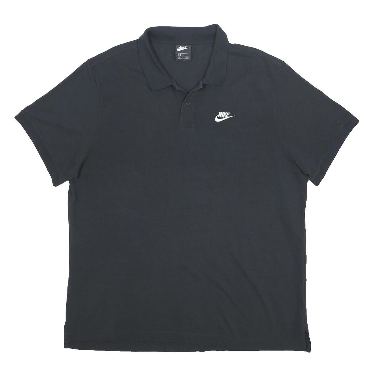 NIKE Mens Black Short Sleeve Plain 2XL Cotton Polo Shirt Classic Fit