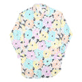 Mens White Floral Pattern Cotton Blend Shirt L Casual Button Up Long Sleeve