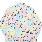 Mens White Floral Pattern Cotton Blend Shirt L Casual Button Up Long Sleeve