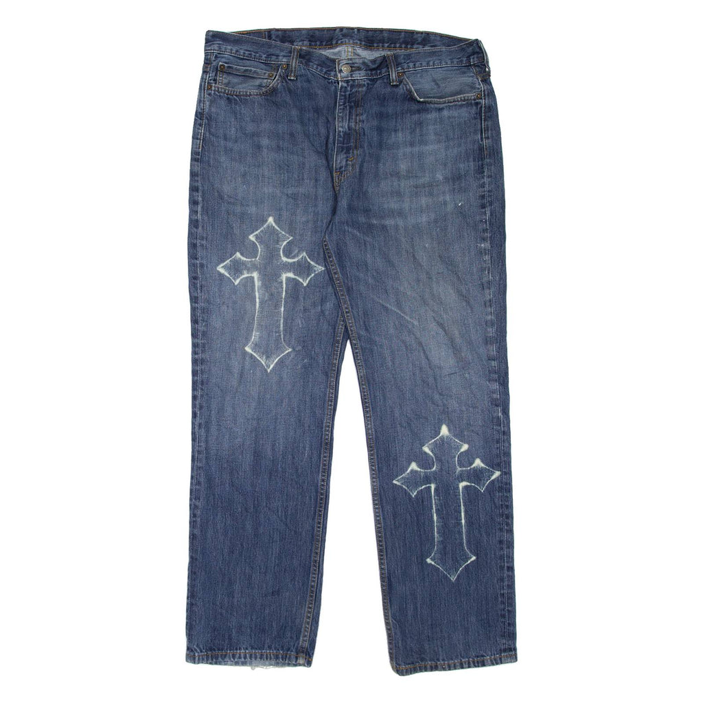 LEVI'S 514 Jeans Customised Mens Blue Slim Straight Stone Wash W40 L32