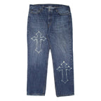 LEVI'S 514 Jeans Customised Mens Blue Slim Straight Stone Wash W40 L32