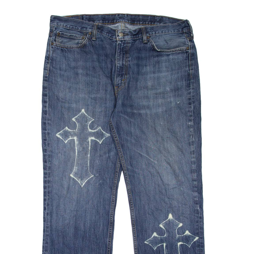 LEVI'S 514 Jeans Customised Mens Blue Slim Straight Stone Wash W40 L32