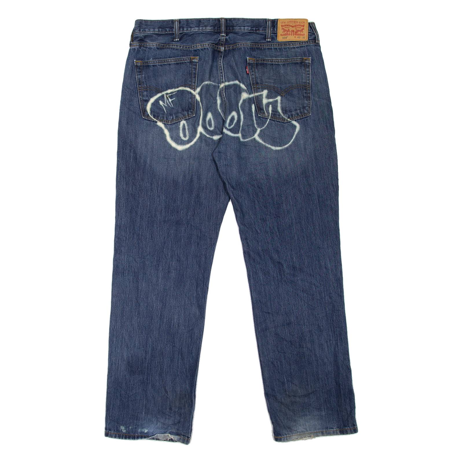 LEVI'S 514 Jeans Customised Mens Blue Slim Straight Stone Wash W40 L32