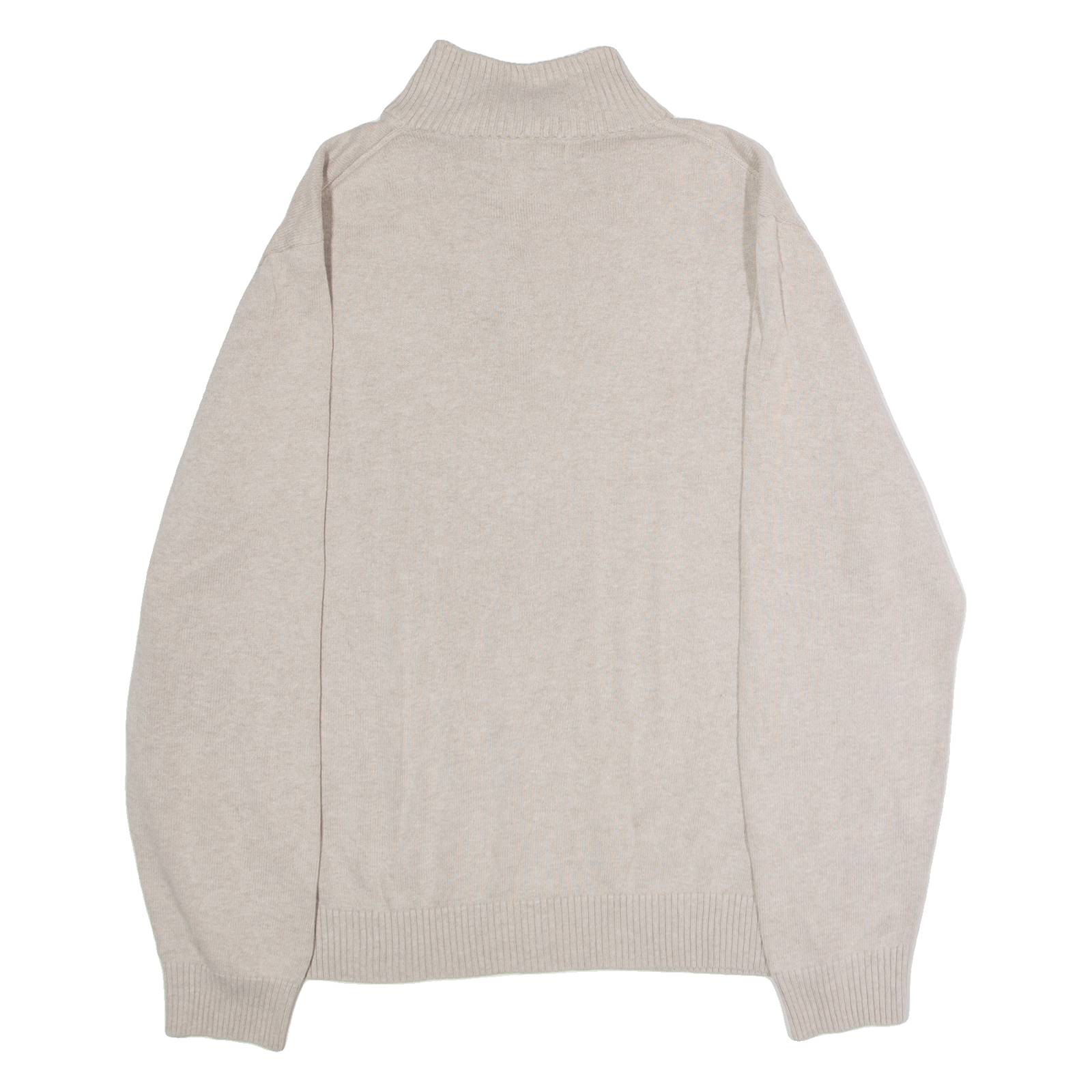 NAUTICA Mens Jumper Beige 1/4 Zip Tight Knit M