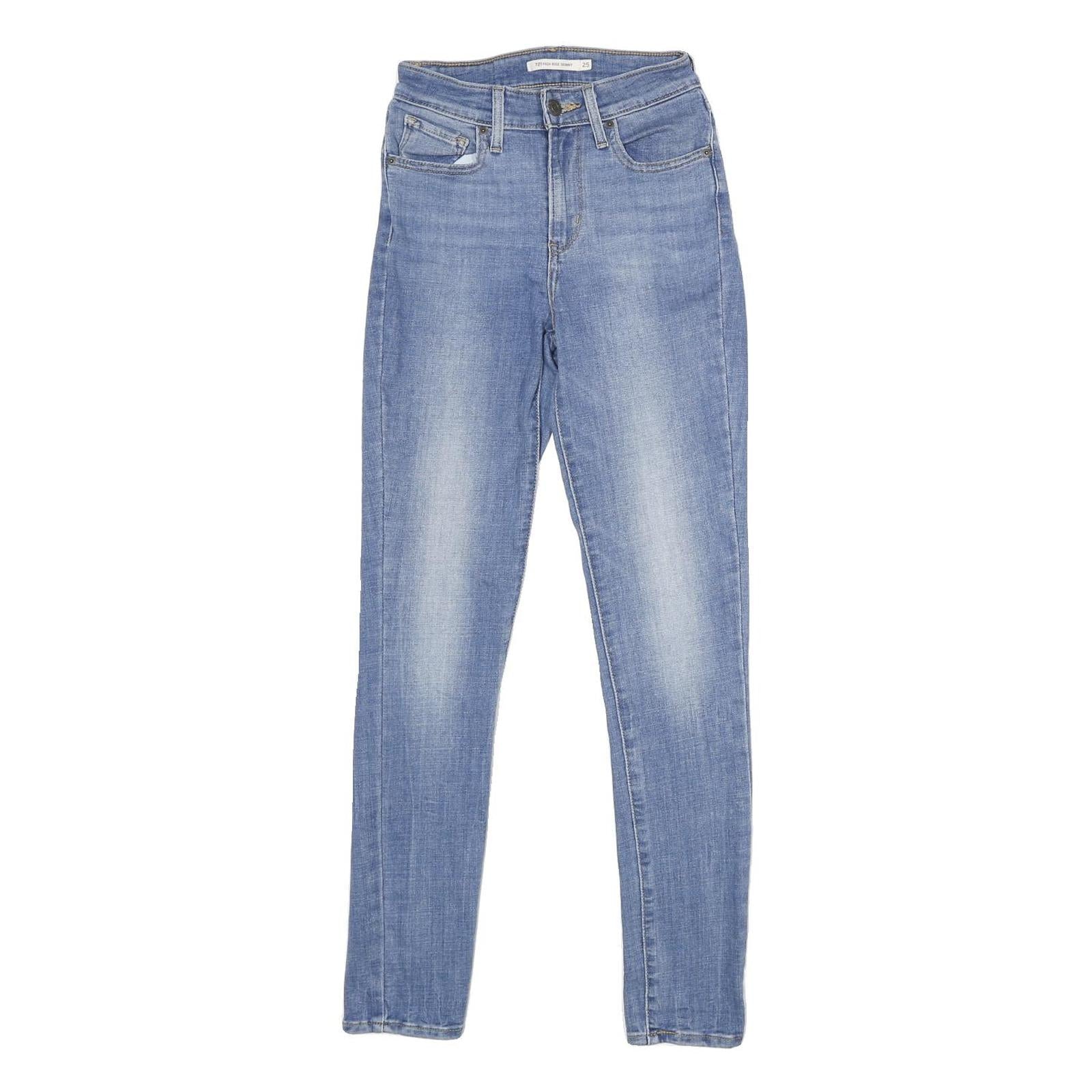 LEVI'S 721 High Rise Skinny Womens Jeans Blue Slim Denim Light W25 L30 Stretch