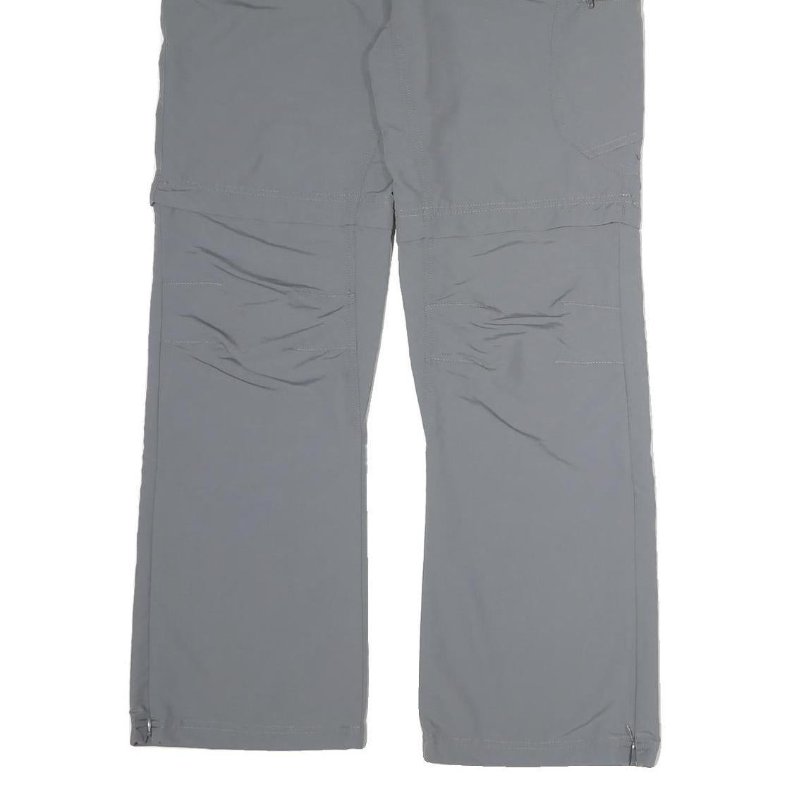 K-WAY Mens Cotton Grey Regular Straight Trousers W36 L31 Zip Closure Comfortable