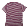 TOMMY HILFIGER Mens Maroon & White Striped T-Shirt S Short Sleeve Crew Neck
