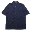 BAROLLO Womens Navy Blue Shirt S Short Sleeve Button Front Casual