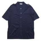 BAROLLO Womens Navy Blue Shirt S Short Sleeve Button Front Casual