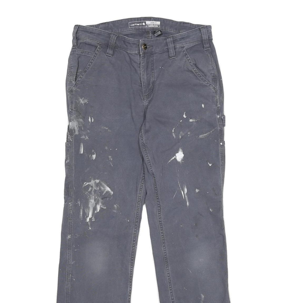 CARHARTT Womens Cotton Blend Blue Loose Straight Leg Trousers W30 L32 Workwear