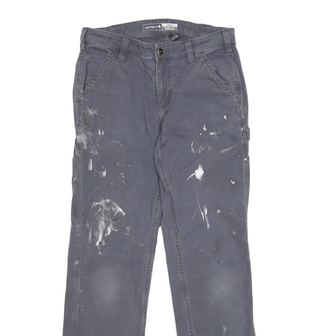 CARHARTT Womens Cotton Blend Blue Loose Straight Leg Trousers W30 L32 Workwear