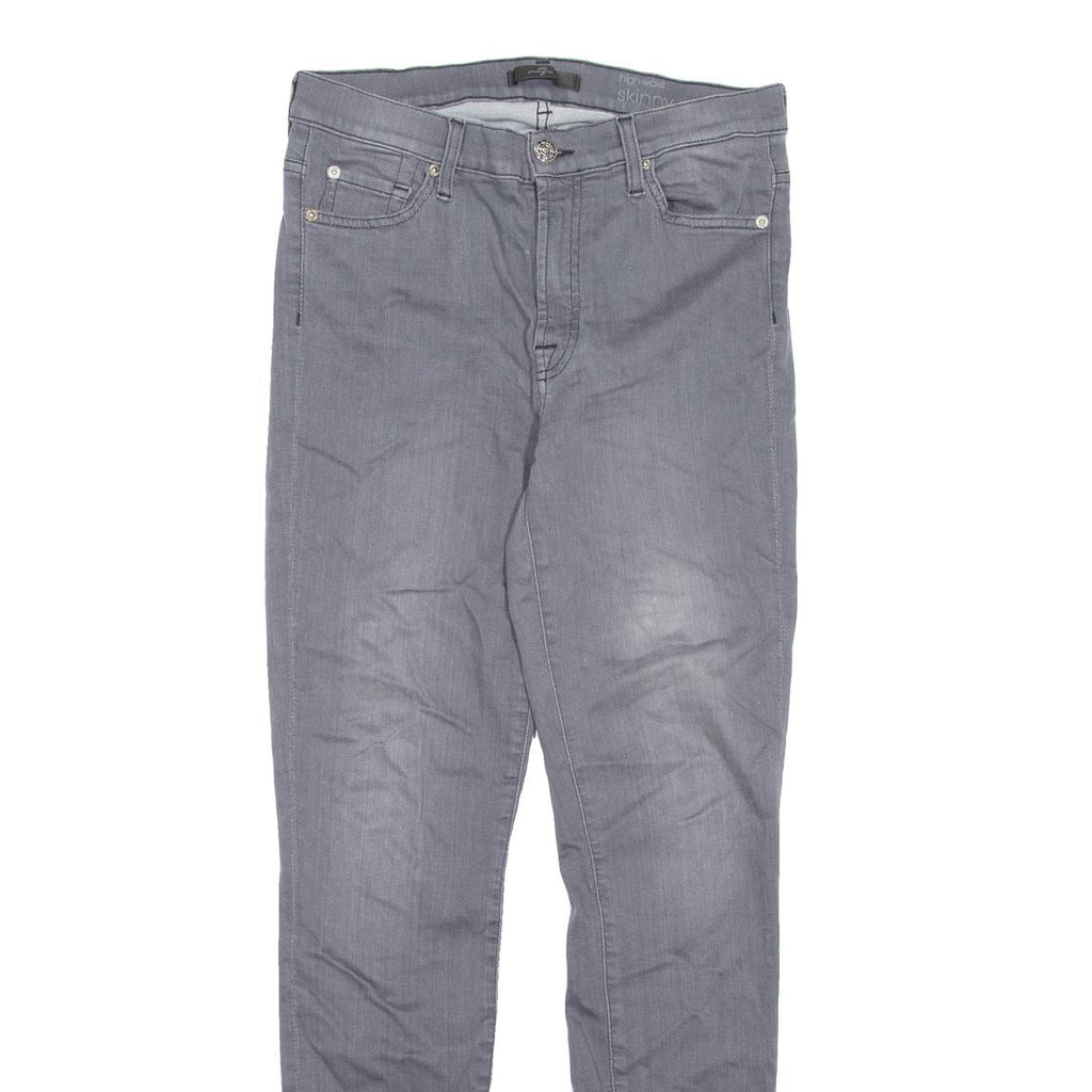 7 FOR ALL MANKIND Womens Jeans Grey Regular Skinny Stone Wash W28 L29