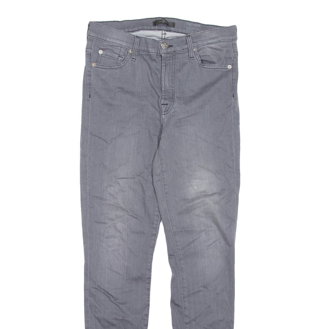 7 FOR ALL MANKIND Womens Jeans Grey Regular Skinny Stone Wash W28 L29