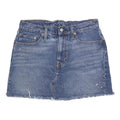LEVI'S Womens Blue Denim Mini Cotton Blend Skirt M Stylish Frayed Hem