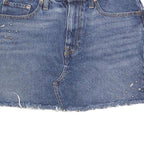 LEVI'S Womens Blue Denim Mini Cotton Blend Skirt M Stylish Frayed Hem