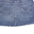 LEVI'S Womens Blue Denim Mini Cotton Blend Skirt M Stylish Frayed Hem