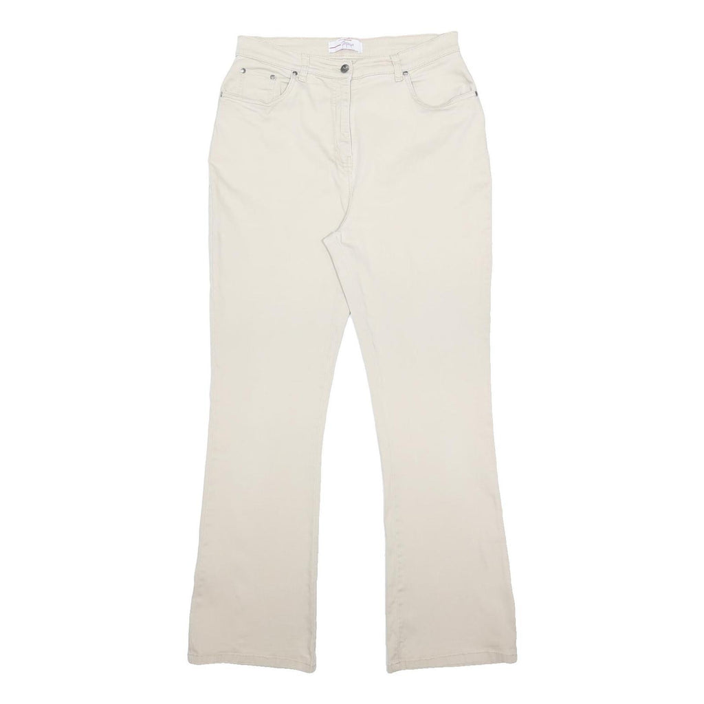 PAPAYA Womens Cotton Blend Cream Regular Fit Straight Leg Trousers W31 L31