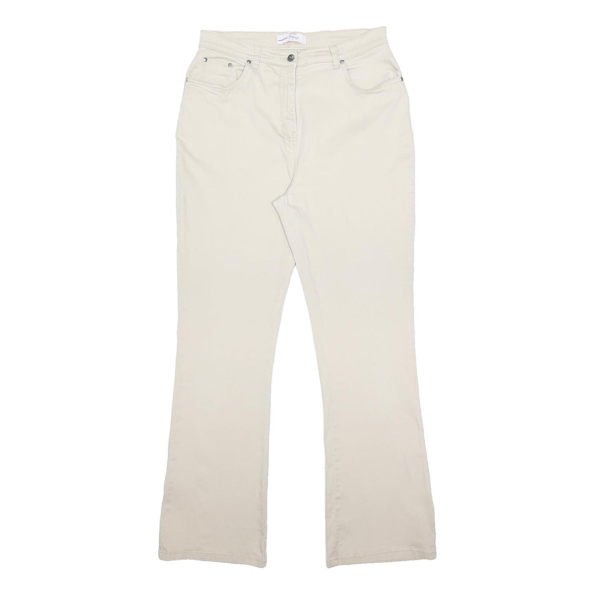 PAPAYA Womens Cotton Blend Cream Regular Fit Straight Leg Trousers W31 L31