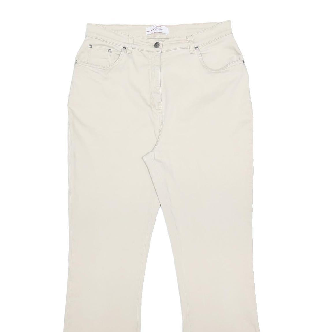 PAPAYA Womens Cotton Blend Cream Regular Fit Straight Leg Trousers W31 L31