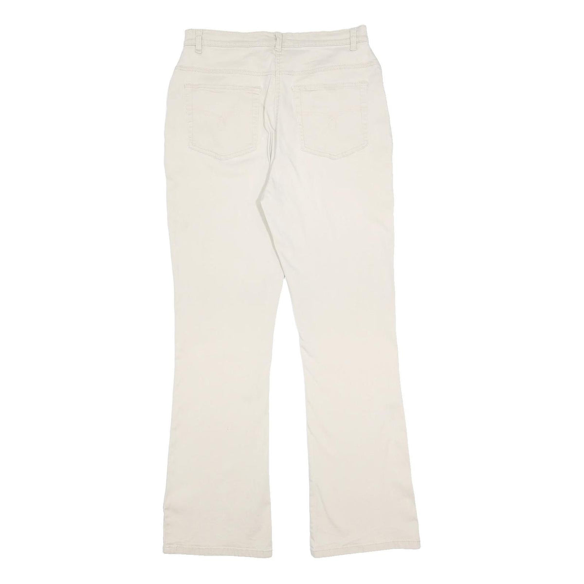 PAPAYA Womens Cotton Blend Cream Regular Fit Straight Leg Trousers W31 L31