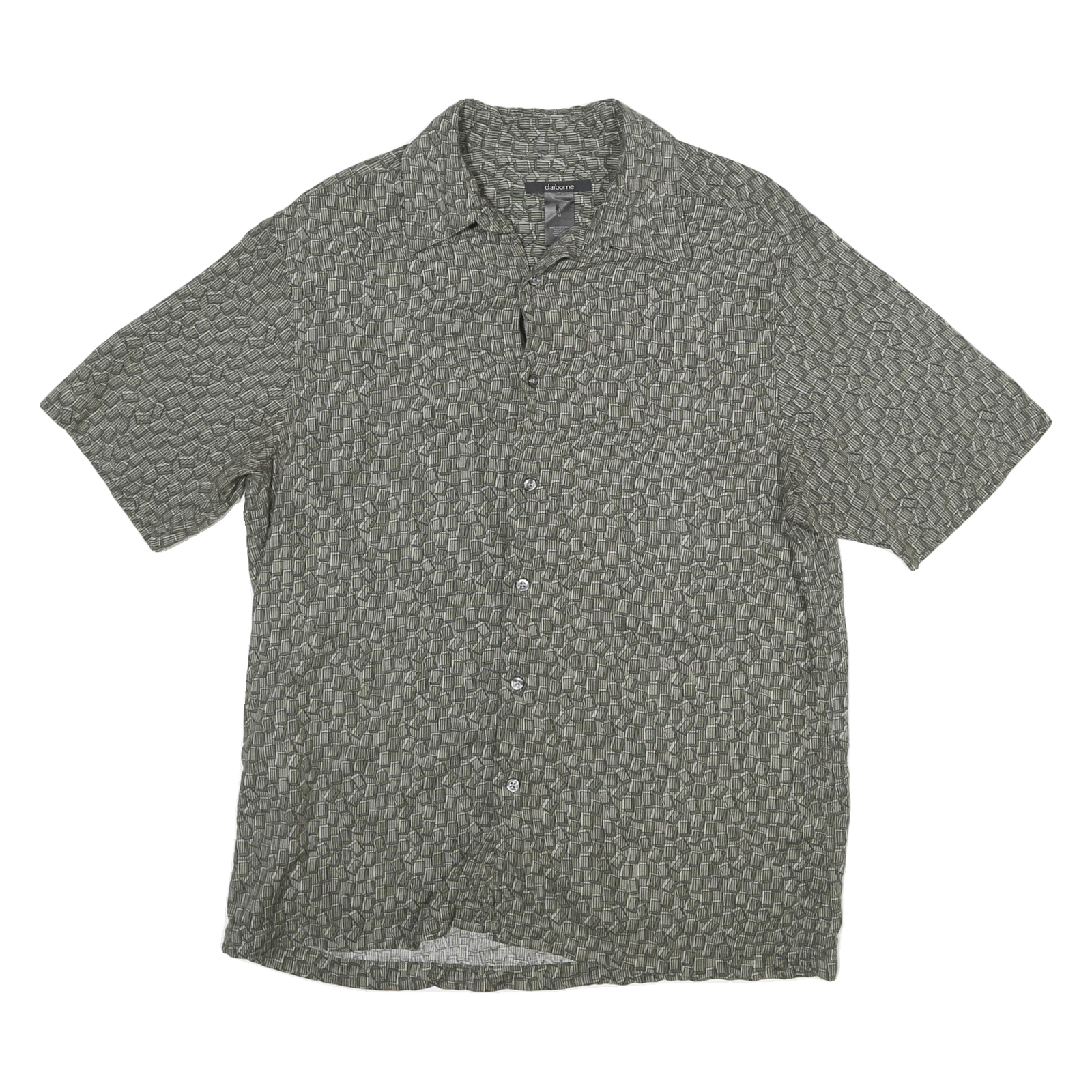 CLAIBORNE Mens Grey Button Jacket M Polyester Blend Geometric Pattern Casual