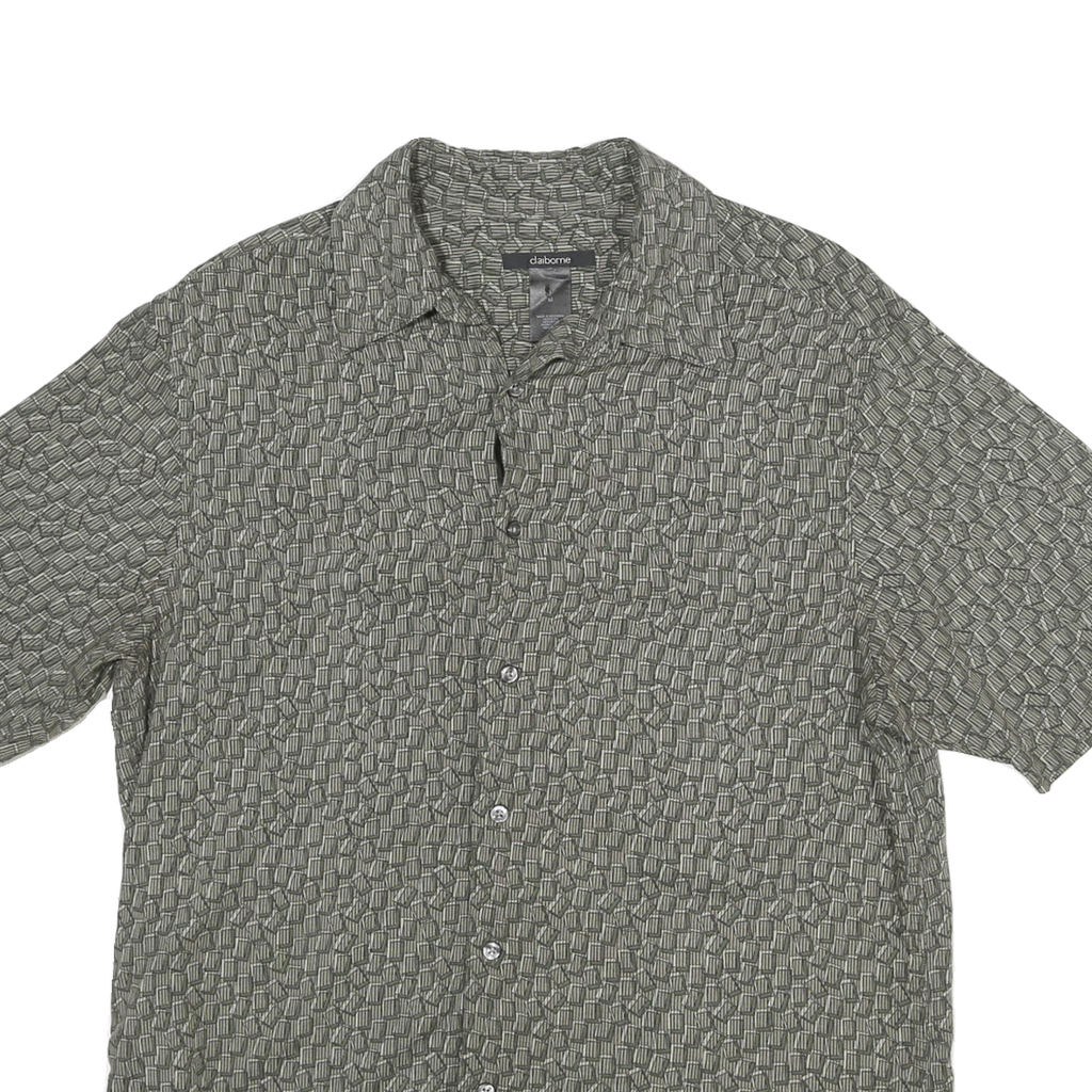 CLAIBORNE Mens Grey Button Jacket M Polyester Blend Geometric Pattern Casual