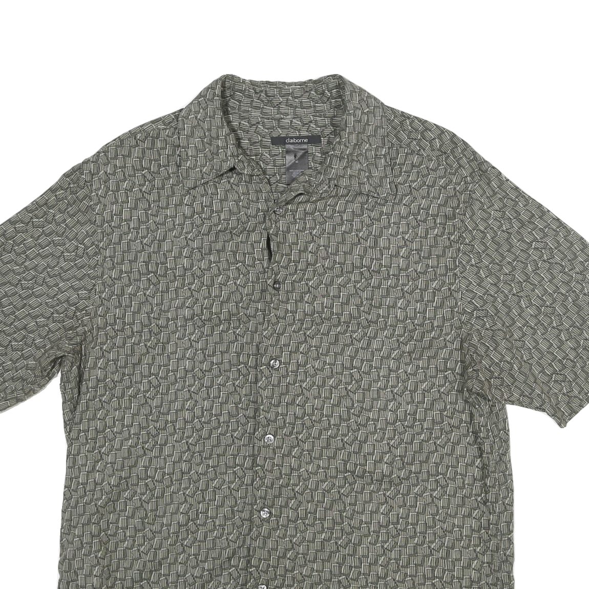 CLAIBORNE Mens Grey Button Jacket M Polyester Blend Geometric Pattern Casual