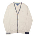 TOMMY HILFIGER Womens Cream & Navy Button Up Plain V-Neck Basic Knit Cardigan S