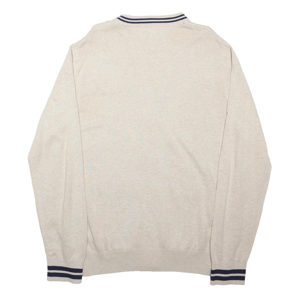 TOMMY HILFIGER Womens Cream & Navy Button Up Plain V-Neck Basic Knit Cardigan S